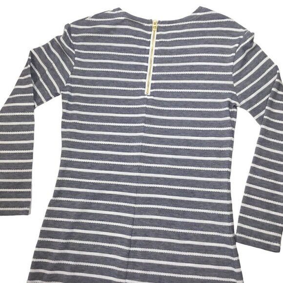 Sail to Sable STS Dress Blue White Striped Size XS 3/4 Sleeve Zipper Textured - Picture 8 of 10